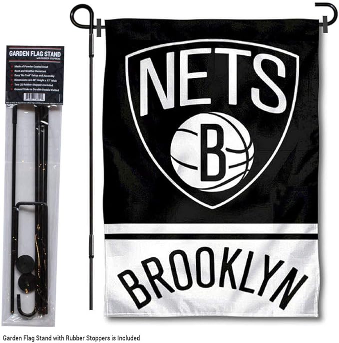 WinCraft Brooklyn Nets Garden Flag with Stand Holder-VerdiqueGarden