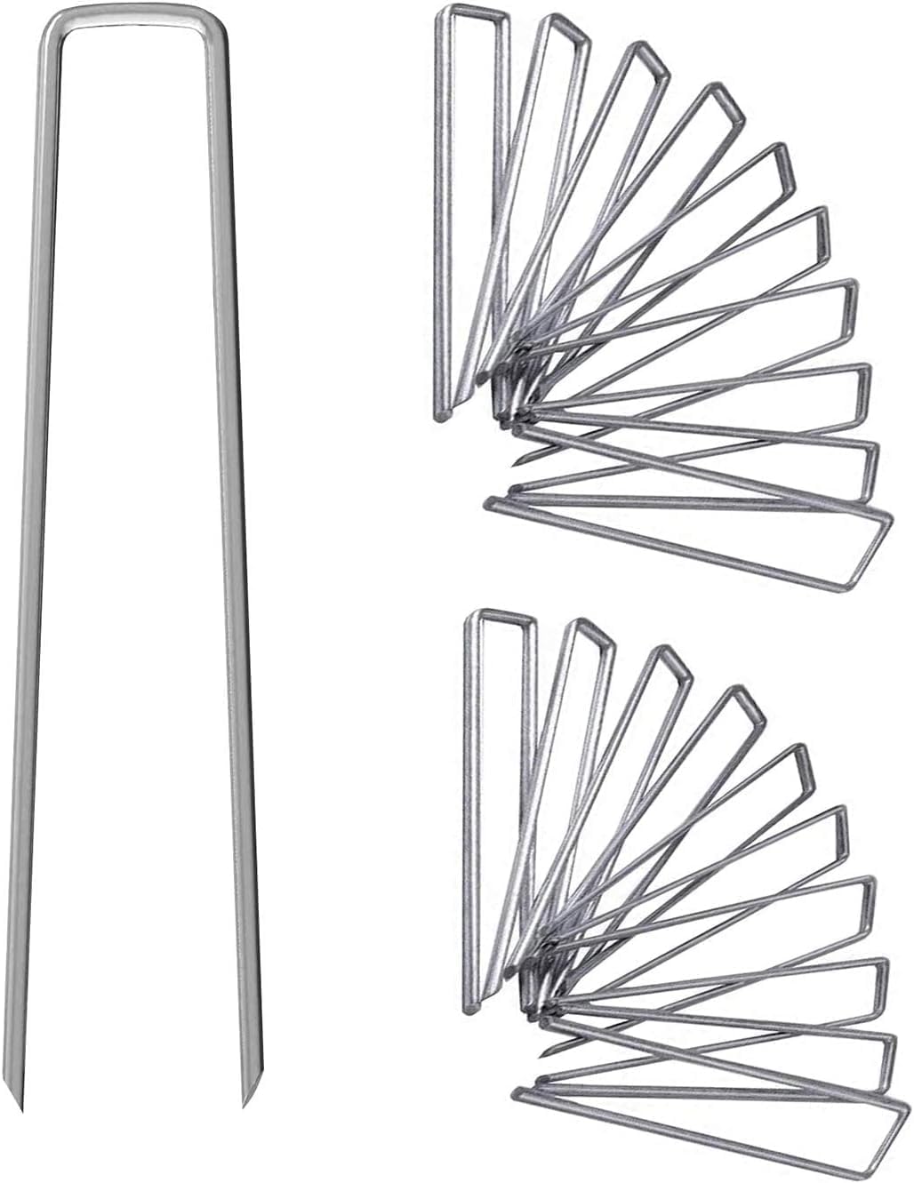 12 Inch Galvanized Garden Landscape Staples Stakes, 25 50 100 PCS Anti-Rust Garden Staples U-Shaped Landscape Pins for Secure Lawn Fabric (25, 12 Inch)-VerdiqueGarden