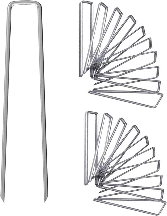 12 Inch Galvanized Garden Landscape Staples Stakes, 25 50 100 PCS Anti-Rust Garden Staples U-Shaped Landscape Pins for Secure Lawn Fabric (50, 12 Inch)-VerdiqueGarden
