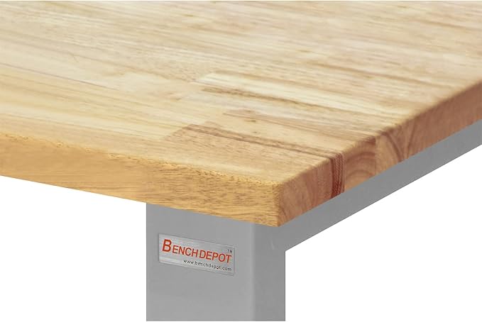 Table & Workbench: 1" Thick Solid Wood Oiled Butcher Block Top, Height Adjustable 24" D x 48" L x 30" - 36" H - by BenchPro-VerdiqueGarden