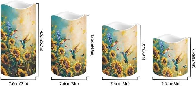 Ystardream Art Sunflower Hummingbird Flameless Candles for Outdoor Indoor Color Changing LED Candles with Remote Timer Battery Operated Candles for Valentines Wedding Home Decoration Gifts-VerdiqueGarden