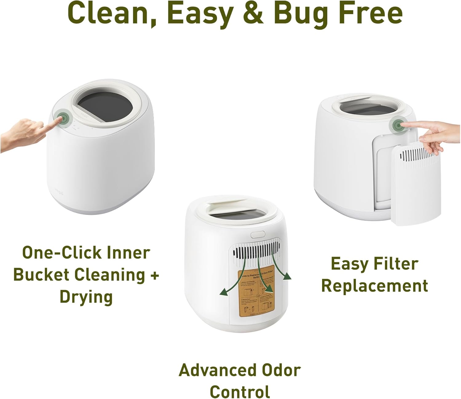 Vego Kitchen Composter, 4L Electric Composter Countertop 5 Modes Weight-Based Smart Compost Bin with App Odorless Auto-Cleaning Food Waste Compost Machine Indoor, White-VerdiqueGarden