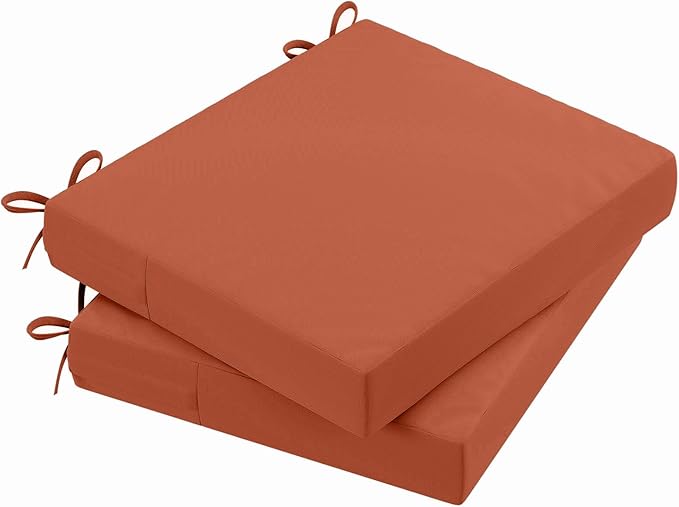 AAAAAcessories Outdoor Seat Cushions for Chairs, Waterproof, Fade-Resistant Patio Furniture Replacement Cushions, 18.5" x 16" x 3", Set of 2, Rust-VerdiqueGarden