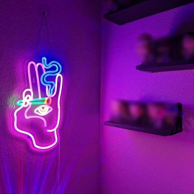 WLHOPE Evil Eye Neon Signs Hand Eye Neon Signs Pink Blue Led Neon Signs for Wall Decor, Hamsa Neon Sign, USB Connectivity Eye Neon Light Signs for Bedroom Game Room Home Bar Pub Cafes Party Gift-VerdiqueGarden