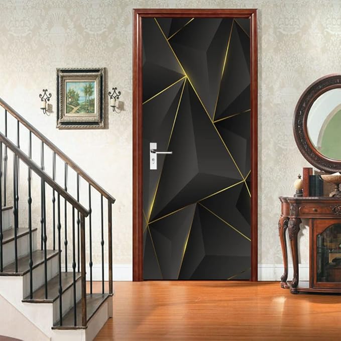 3D Door Sticker Mural - Realistic Black Bubble Theme - Waterproof PVC - Matte Finish - Peel & Stick - Removable - 37.4 x 82.7 inch - For Door & Wall-VerdiqueGarden