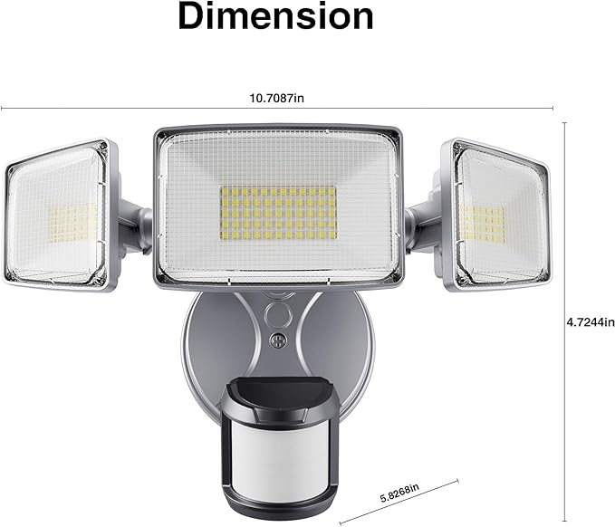 Onforu 75W LED Motion Sensor Outdoor Lights, Dusk to Dawn Flood Light Outdoor Motion Sensor, Hardwired Security Light Floodlights Outside 7500LM 6500K Daylight IP65 Waterproof (Gray)-VerdiqueGarden