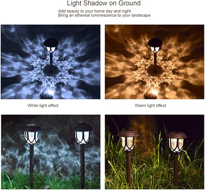 10 Pack Solar Lights Outdoor Decorative, Solar Pathway Lights Outdoor, Solar Powered Garden Yard Lights for Walkway Sidewalk Driveway. (Black, Cool White)-VerdiqueGarden
