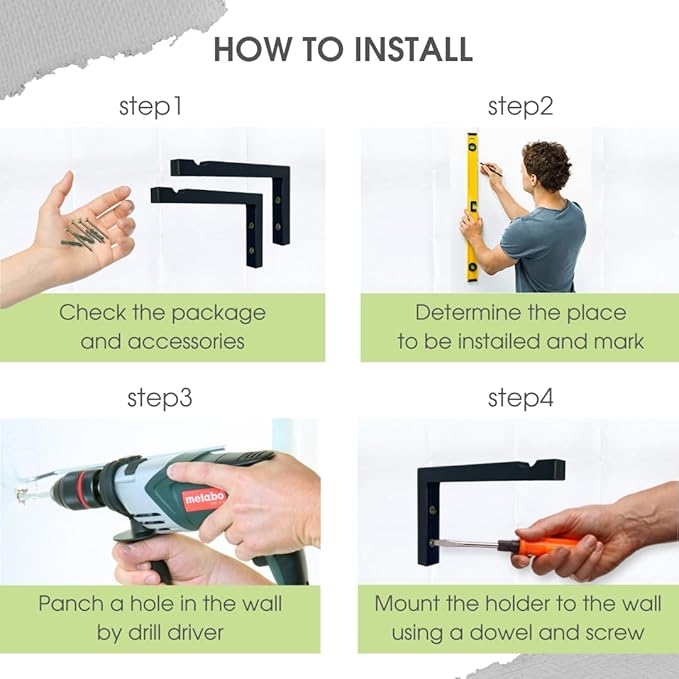 2-Piece Set of Plant Hooks for Wall 6 Inch - L-Shaped Mounted Wooden Plant Hook - Indoor and Outdoor Bracket Plant Hanger for Planters, Lanterns, Bird Feeders and Plant Basket (Black)-VerdiqueGarden