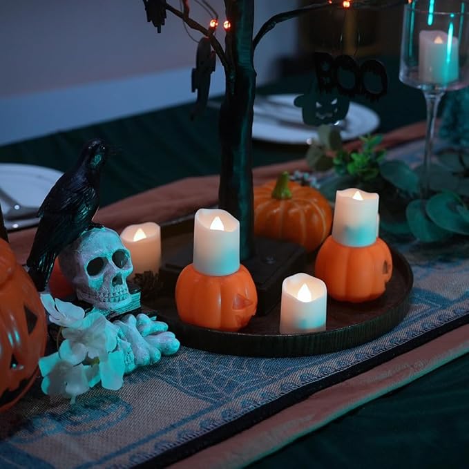 LED Tea Lights Rechargeable Candles with USB Charging Cable, 6 PCS Votive Tea Light with Remote, Flameless Flickering Warm White Tealights Candle for Halloween, Pumpkin Light, Christmas Decoration-VerdiqueGarden
