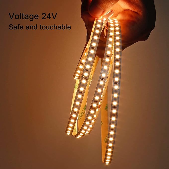 24V 65.6ft/20m LED Strip Light Warm White 3000K 2400LEDs High Brightness 12000LM SMD2835 Flexible No-Waterproof IP20 LED Tape for Kitchen Backyard Hallways Stairs Decoration(No Power Supply)-VerdiqueGarden