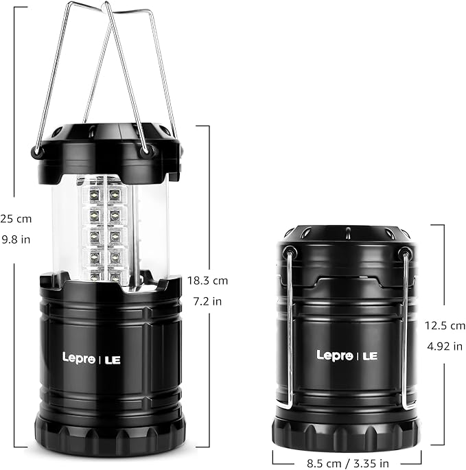 Lepro LED Camping Lanterns Battery Powered, Collapsible, IPX4 Water Resistant, Outdoor Portable Lights for Emergency, Hurricane, Storms and Outages-VerdiqueGarden