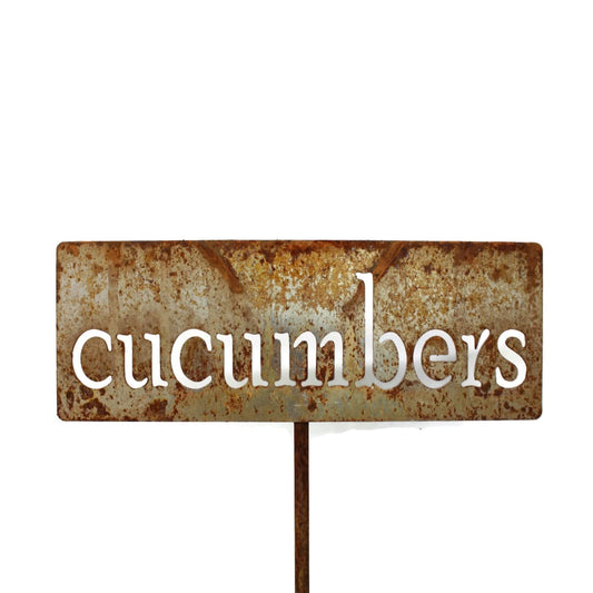 Classic Metal Garden Markers 19 Inches Tall (cucumbers, Naturally Rusted)-VerdiqueGarden