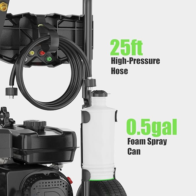 Commercial 4200PSI 4GPM 212CC Gas Pressure Washer, 7.0 HP Professional Gas Power Washer with 5 Nozzles 25FT Hose Foam Bottle for Car Fence Driveway Yard (EPA/CARB/ETL Compliant), Black-VerdiqueGarden