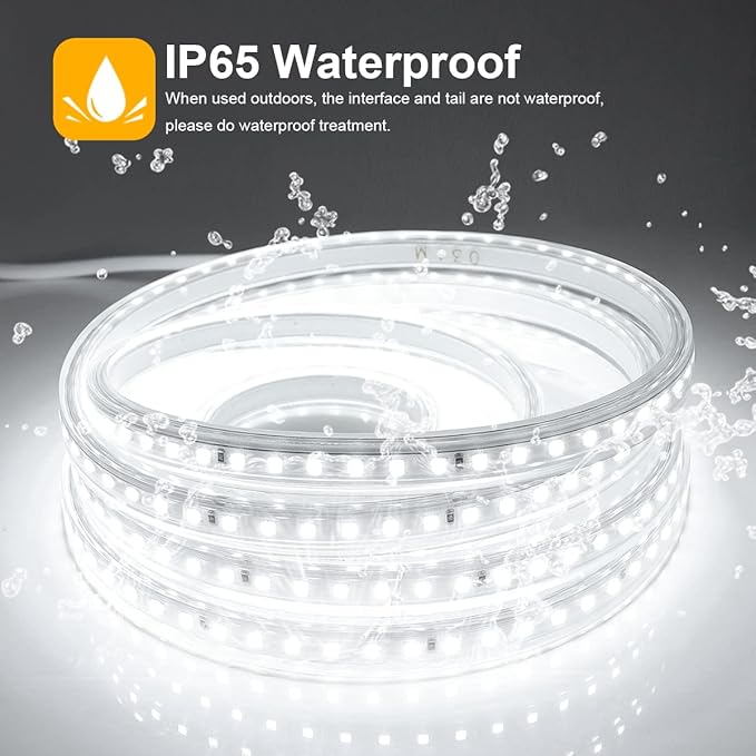Outdoor LED Strip Lights Waterproof 6500K,98.4ft/30M IP65 High Density LED Tape Light,3600 LEDs/Reel Rope Lights for Home, Balcony, Roof, Backyard, Patio, Garden-VerdiqueGarden