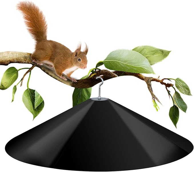 24-inch Large Squirrel Proof Bird Feeders for Outside Hanging,Outdoor Squirrel Baffles for Bird Feeders Pole, Bird House Guard for Outdoor Shepherd’s Hook, Black Color-VerdiqueGarden