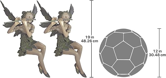 Design Toscano CL95276 Fairy of The West Wind Sitting Garden Statue, 19 Inch, Set of Two, Two Tone Stone-VerdiqueGarden