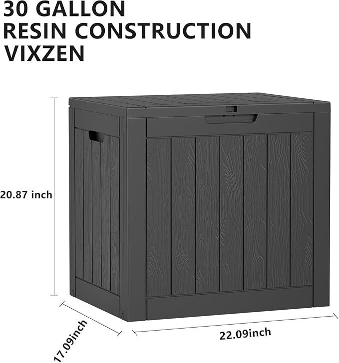 30 Gallon Resin Deck Box,Lockable Outdoor Storage Box for Patio Cushions Storage Furniture,Garden Tools,Pool Supplies, Weatherproof and UV Resistant- Black-VerdiqueGarden