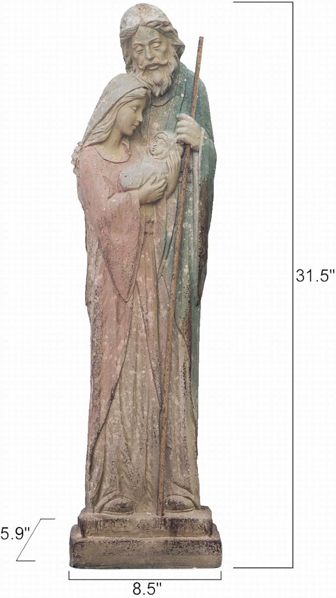 Holy Family Garden Statue Large Catholic Outdoor Sculpture H31.5” Big Sacred St Joseph Tall Virgin Mary Religious Saint Mother of God Outside Yard Lawn Patio Painted Resin-VerdiqueGarden