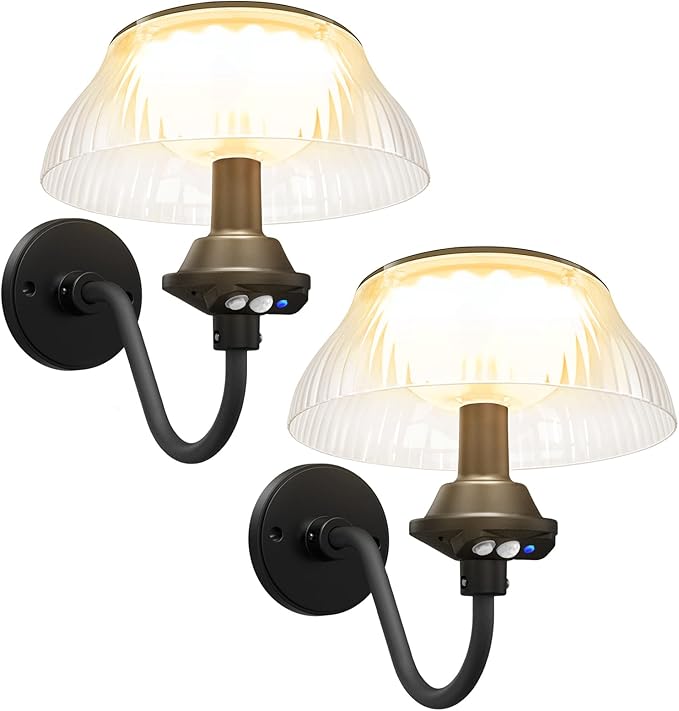 Aqonsie Solar Barn Lights Outdoor with 3 Lighting Modes & Motion Sensor, Attractive Solar Wall Lights Outdoor, Waterproof Outdoor Solar Light for Chicken coop, Barn, Shed, Garden, Porch, Yard, 2 Pack-VerdiqueGarden