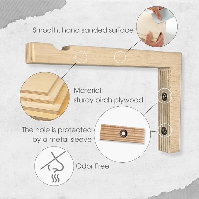 2-Piece Set of Plant Hooks for Wall 6 Inch - L-Shaped Mounted Wooden Plant Hook - Indoor and Outdoor Bracket Plant Hanger for Planters, Lanterns, Bird Feeders and Plant Basket (Natural)-VerdiqueGarden