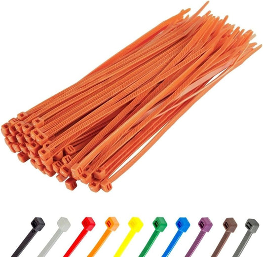 GTSE 8 Inch Orange Zip Ties, 100 Pack, 18lb Strength, UV Resistant Strong Nylon Cable Ties, Self-Locking 8" Tie Wraps-VerdiqueGarden