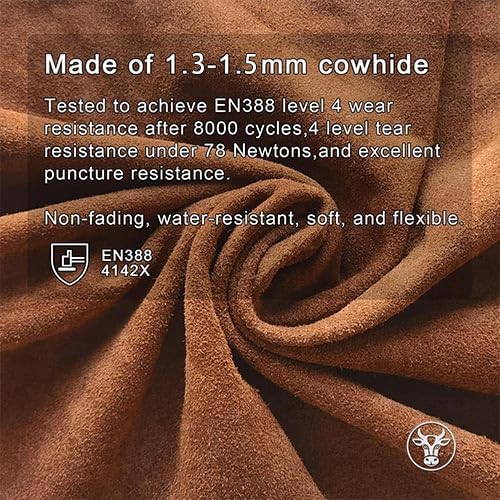 12 Pairs Bulk Leather Work Gloves for Men or Women for Gardening, Construction, Truck, Driving, Farm, Ranch, Woodworker, Soft, Cowhide Thickened, Water Resistant, Brown, 2X-Large-VerdiqueGarden