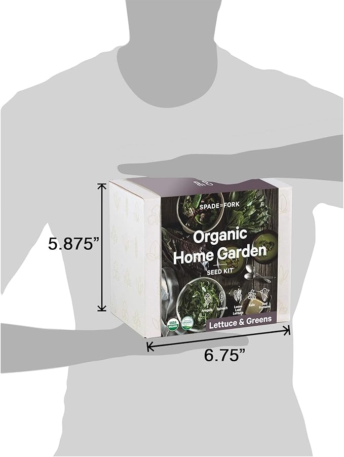 Organic Indoor Lettuce & Greens Garden Starter Kit - Certified USDA Organic Non GMO - Includes Spinach, Kale, Red Romaine, Loose Leaf Lettuce Seeds for Planting, Potting Soil, Peat Pots-VerdiqueGarden