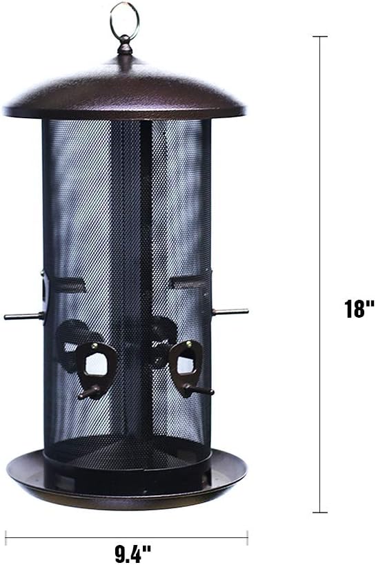 Nature's Rhythm Metal Hopper Bird Feeder, Dual Seed Compartments, 10 Feeding Ports, Holds 10lbs Seed, Attracts Cardinals, Titmice, Nuthatches-VerdiqueGarden