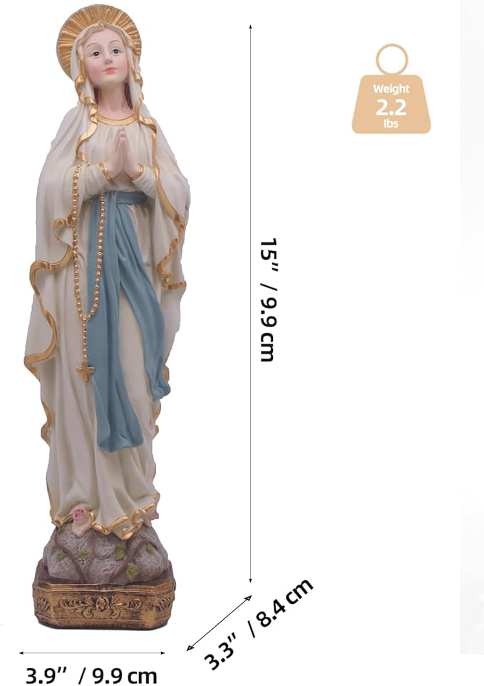 MeritMode 15" H Virgin Mary Praying Statue - Lourdes Catholic Collectible Figurine, Blessed Mother Figurine, Ideal Religious Gift for Home Décor & Outdoor Garden Decorations-VerdiqueGarden