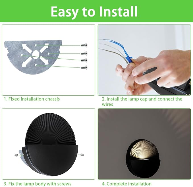 6W Wall Lamp,Exterior Waterproof Wall Sconces Light Fixture,110V Wall Mount Light 3000K Warm White Porch Lights for Garage,House,Garden,Patio 4Pack (Black)-VerdiqueGarden