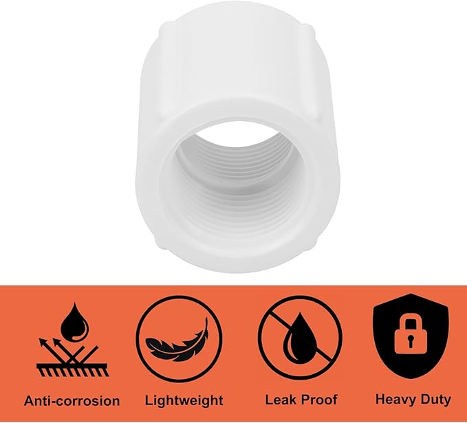 10Pack 3/4" Double Female Thread PVC Pipe Coupling Adapter Pipe Fitting Connector (Female x Female) SCH40 3/4Inch PVC Female Threaded Pipe Coupling for Sprinkler,Irrigation,Swimming Pools-VerdiqueGarden