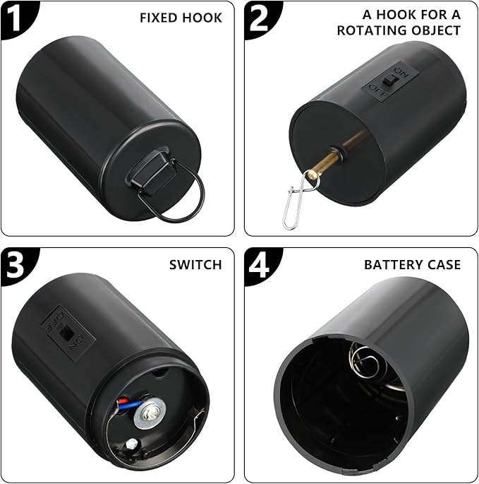 Therwen 6 Pcs Ornament Spinner Battery Operated Wind Spinner Motor Rotator Disco Ball Motor Outdoor Hanging Ornament for Halloween Mardi Gras Decoration, No Battery(Black)-VerdiqueGarden