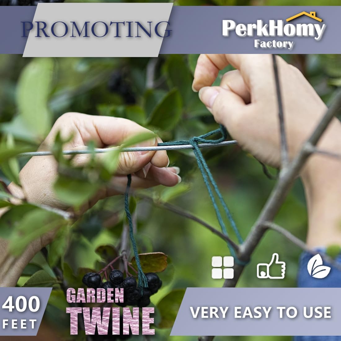 PerkHomy Garden Twine Strong Natural Jute 400 Feet Long Brown Twine for Gardening Tomato Climbing Plant Tie Floristry Crafts Gift Wrapping Packing Decor (Brown 2mm * 400feet)-VerdiqueGarden