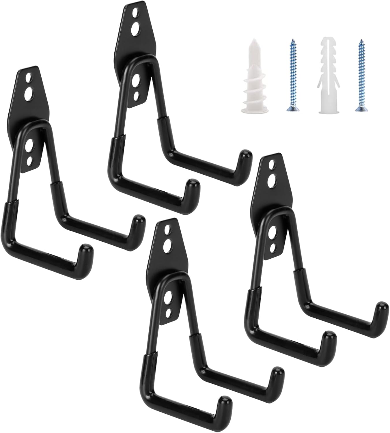 4 Pack Garage Hooks Heavy Duty - Supports 100 lbs, Utility Steel Garage Hanger & Organizer for Organizing Garden Lawn Tools, Ladders, Garden Hose, Digging Shovel, Bikes, Ropes-VerdiqueGarden