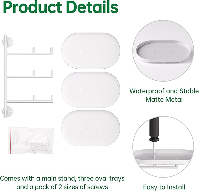Rotating Window Plant Shelves for Multiple Plants Indoors,3-tier Metal Corner White Plant Stand Holder Floating Plant Shelf for Wall，Windows Sill Gifts for Plant Lovers to Enhance Home Decor-VerdiqueGarden