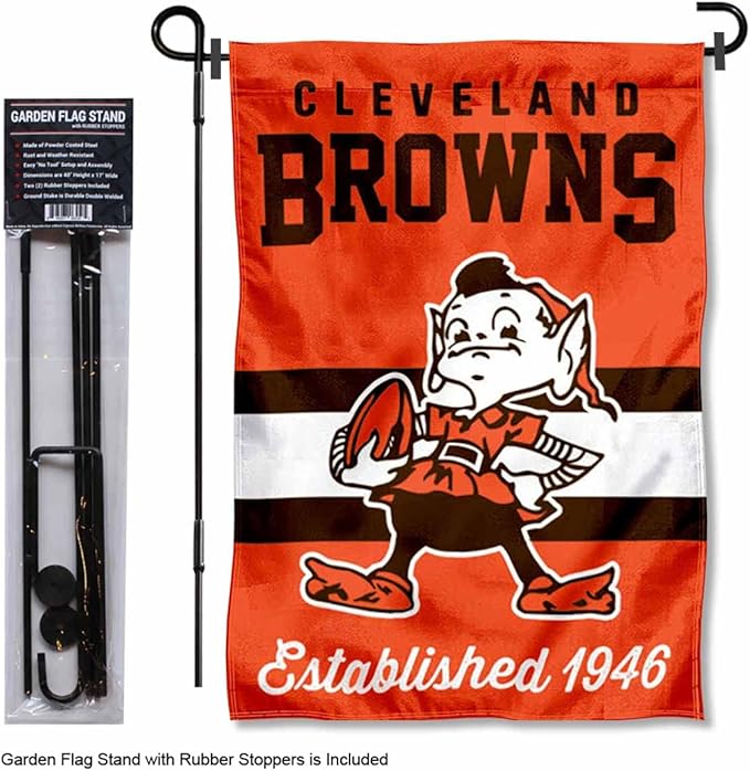 WinCraft Cleveland Browns Throwback Retro Vintage Garden Flag and Flagpole Mount-VerdiqueGarden