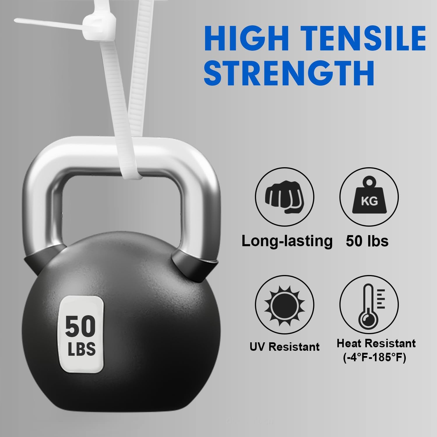 Zip Ties, RAZCC 1200pcs Cable Zip Ties 8 Inch, Heavy Duty White Plastic Wire Ties with 50lb Tensile Strength, Self-Locking Nylon Cable Ties, Wire Management for Indoor and Outdoor-VerdiqueGarden