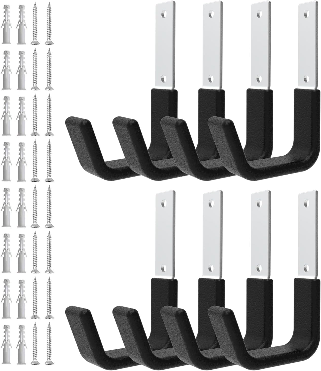 Heavy Duty Utility Hooks for Storage Wall Mount,Garage Wall Hooks for Hose, Bike, Ladder, Chainsaw, Leaf Blower Hanger (8 Small)-VerdiqueGarden