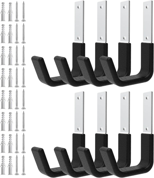 Heavy Duty Utility Hooks for Storage Wall Mount,Garage Wall Hooks for Hose, Bike, Ladder, Chainsaw, Leaf Blower Hanger (8 Small)-VerdiqueGarden