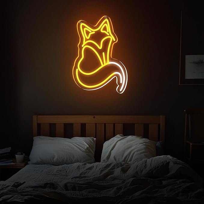 Fox Neon Signs, Fox LED Light for Wall Decor, Dimmable Neon Fox Sign Animal Sign for Fox Lovers Bedroom Living Room Bar Club Art Decor Gifts(14.2 x 9.4 inches) ﻿-VerdiqueGarden