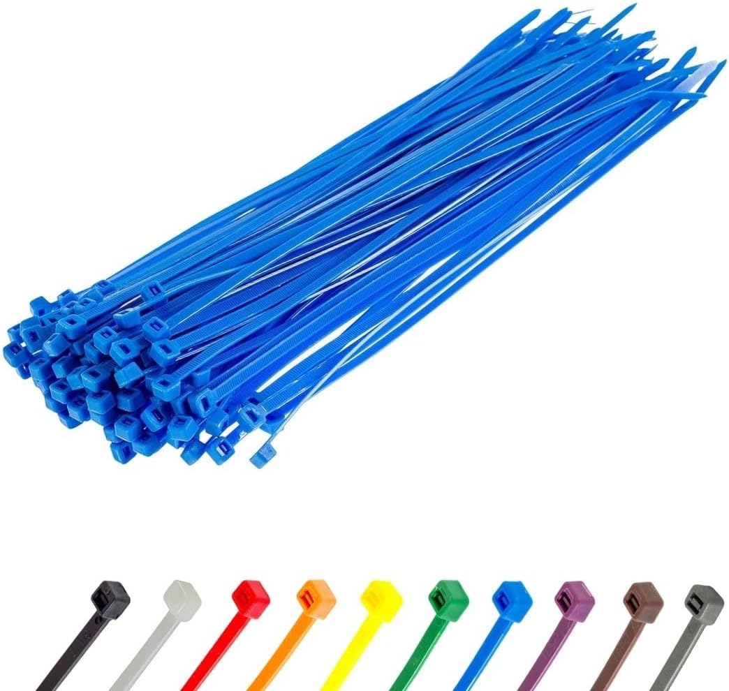 GTSE 12 Inch Blue Zip Ties, 100 Pack, 50lb Strength, UV Resistant Long Nylon Cable Ties, Self-Locking 12" Tie Wraps-VerdiqueGarden