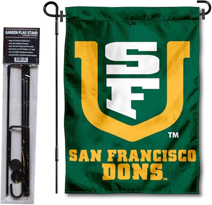 College Flags & Banners Co. San Francisco Dons Garden Flag with Stand Holder-VerdiqueGarden