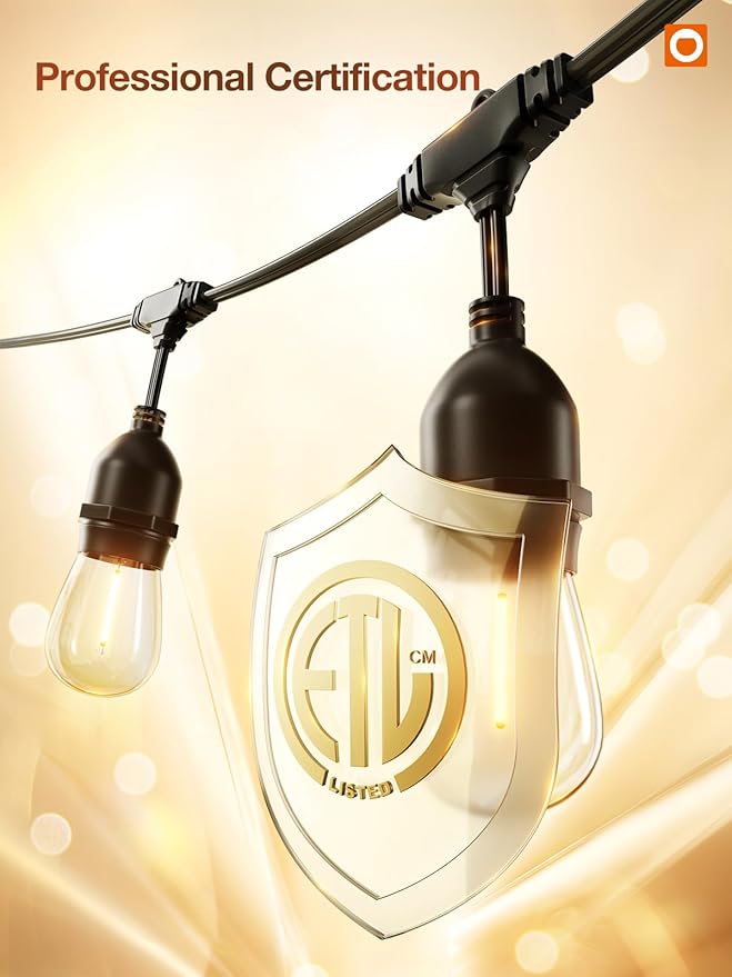 addlon LED Outdoor String Lights 24FT with Edison Vintage Shatterproof Bulbs and Commercial Grade Weatherproof Strand - ETL Listed Heavy-Duty Decorative Cafe, Patio, Market Light-VerdiqueGarden