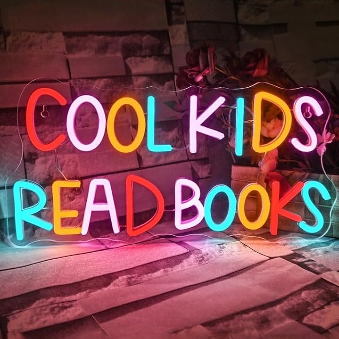 Cool Kids Read Books Neon Sign Reading Corner for Kids Neon Signs for Wall Decor LED Light Library Classroom Book Club Christmas Gift for Kids & Teens(5V2A)-VerdiqueGarden