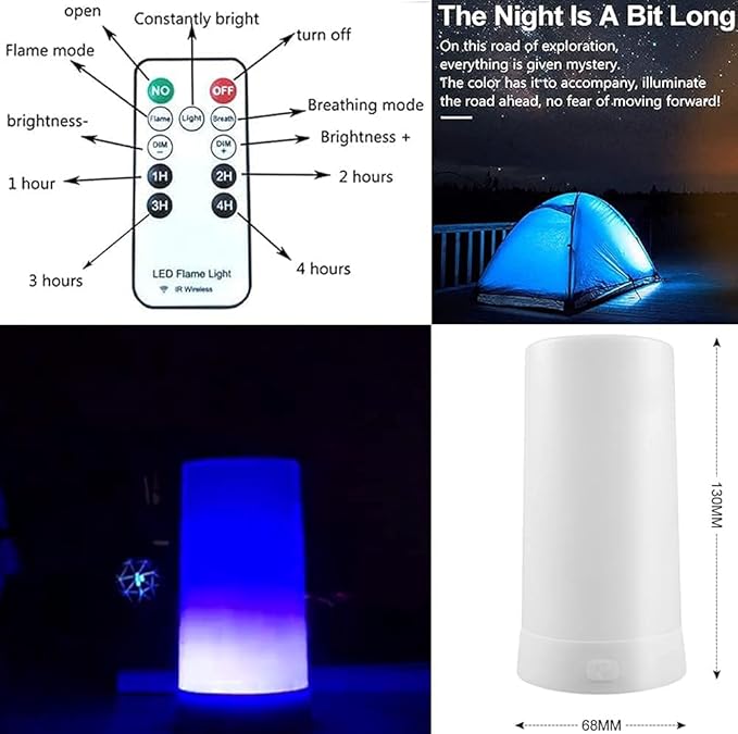 Led Flame Light,USB Rechargeable LED Fire Candles Outdoor Hanging Lamps with Remote for Home Party Halloween Christmas Decoration (Blue)-VerdiqueGarden