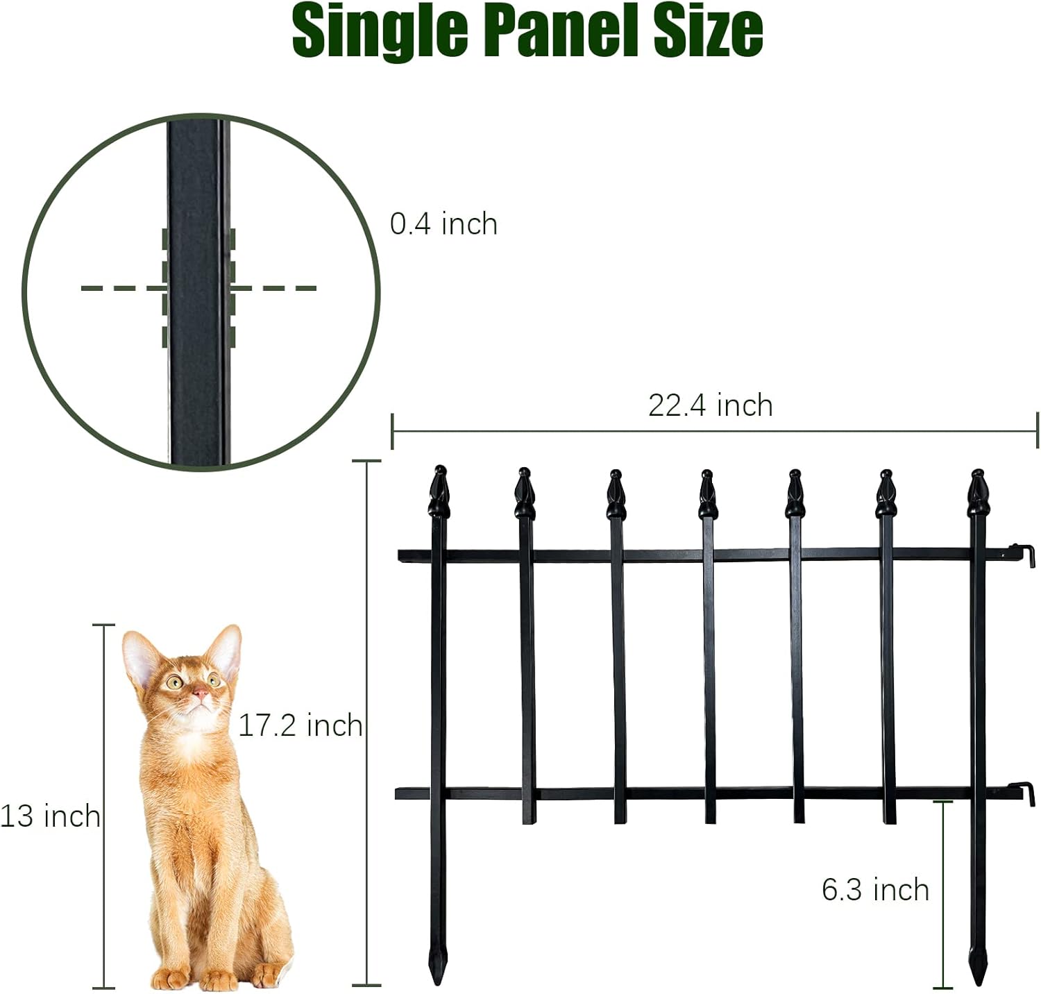 Metal Decorative Garden Fence 22" Wide x 18" High (5 Panels, Total Length 9.17 feet), Metal Border Folding Fence, Landscape Fencing for Flower Bed, Yard, Animal Barrier-VerdiqueGarden