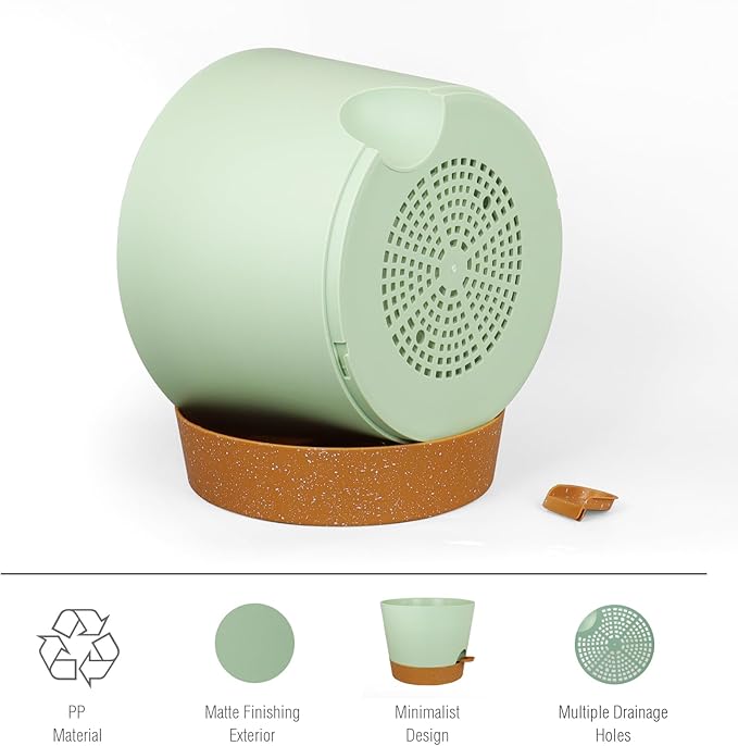 12 inch Large Self Watering Pots for Indoor Outdoor Plants, Flower Plant Pots with Drainage Holes for Garden House Plants, Plastic Planters with Reservoir for Home Plants, Green with Brown-VerdiqueGarden