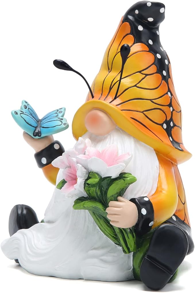 Hodao Spring Butterfly Gnomes Decorations Butterfly Gnomes Ornaments Scandinavian Tomte Elf Decor Summer Butterfly Gnomes Figurines for Outdoor Garden Decor Birthday Gifts for Mom, Women, Grandma-VerdiqueGarden