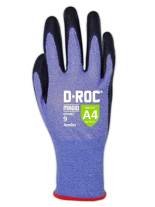 MAGID D-ROC ANSI A4 AeroDex Polyurethane Palm Coated Work Gloves, 1 Pair, Size 6/XS, GPD482-VerdiqueGarden