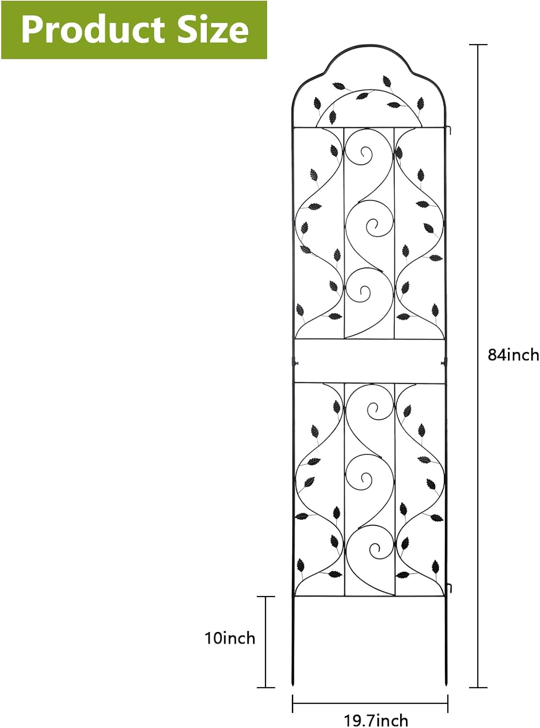 hogardeck Metal 84 * 19 Garden Trellis 2-Packs for Climbing Plants Flowers Vegetables Planting Arched Outdoor Decoration for Courtyards Lawns Gardens-VerdiqueGarden